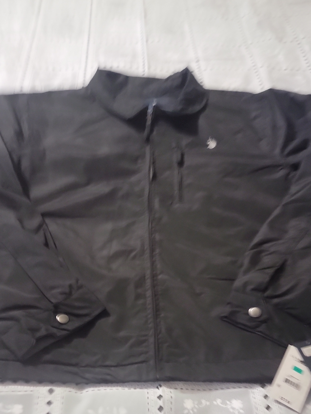 U.S. Polo Assn. Black Zip-Up Fleece Lined Windbreaker Jacket